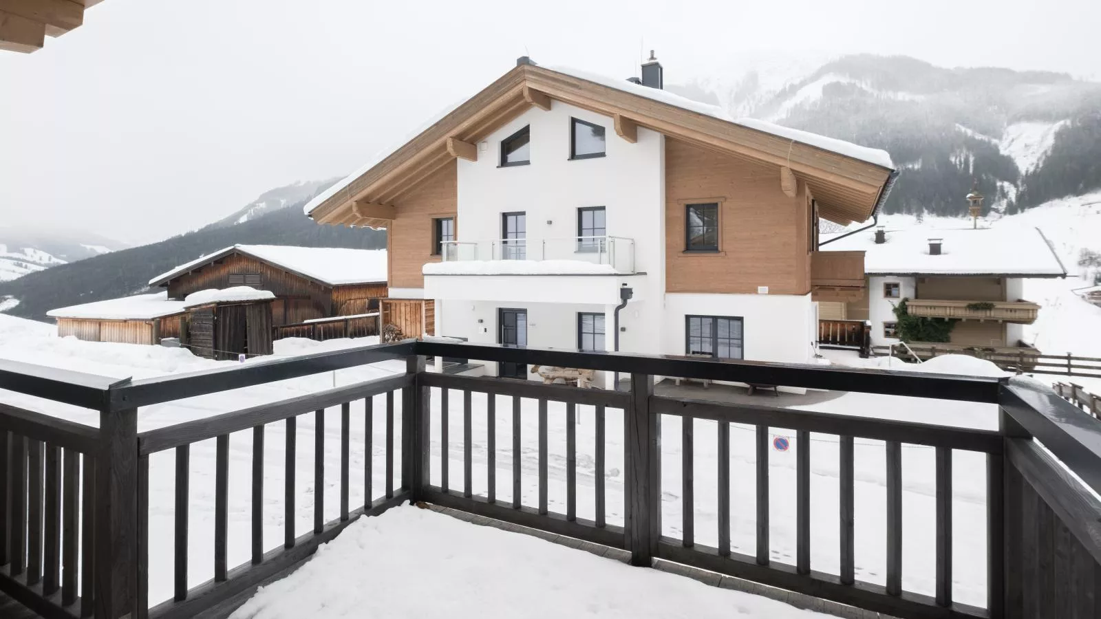 Panoramablick Ski in - Ski out-Uitzicht winter