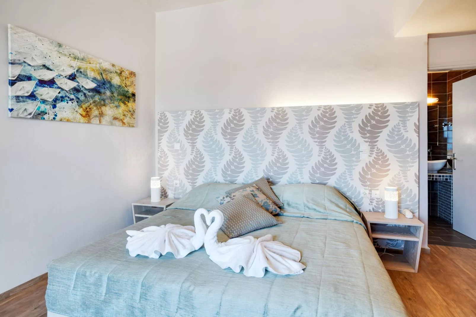 Charmante studio op Lesbos met een balkon-Slaapkamer