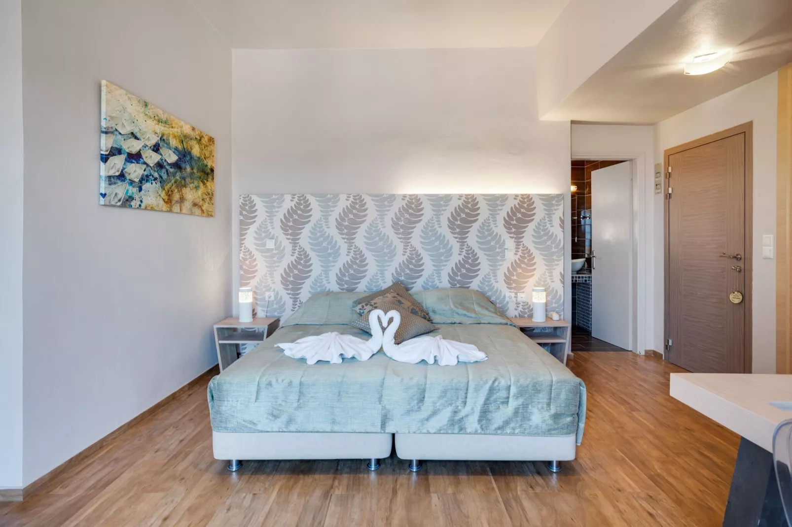 Charmante studio op Lesbos met een balkon-Slaapkamer
