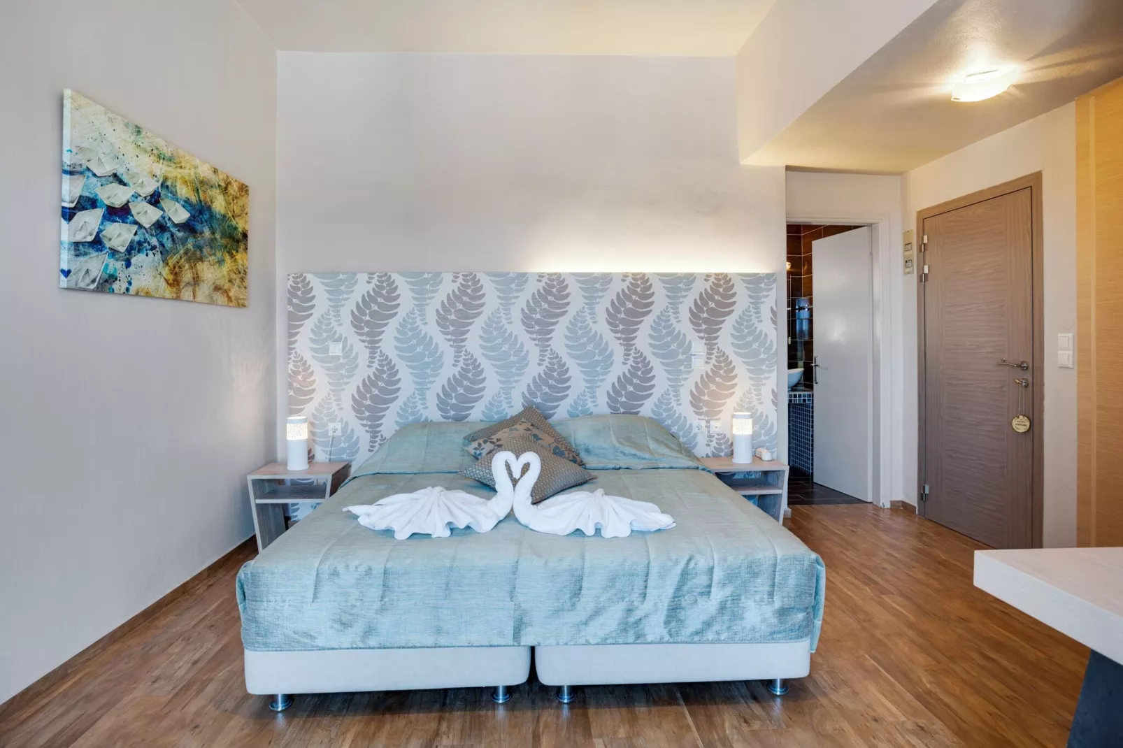 Charmante studio op Lesbos met een balkon-Slaapkamer