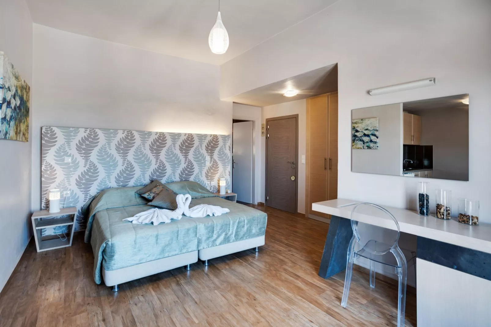 Charmante studio op Lesbos met een balkon-Slaapkamer