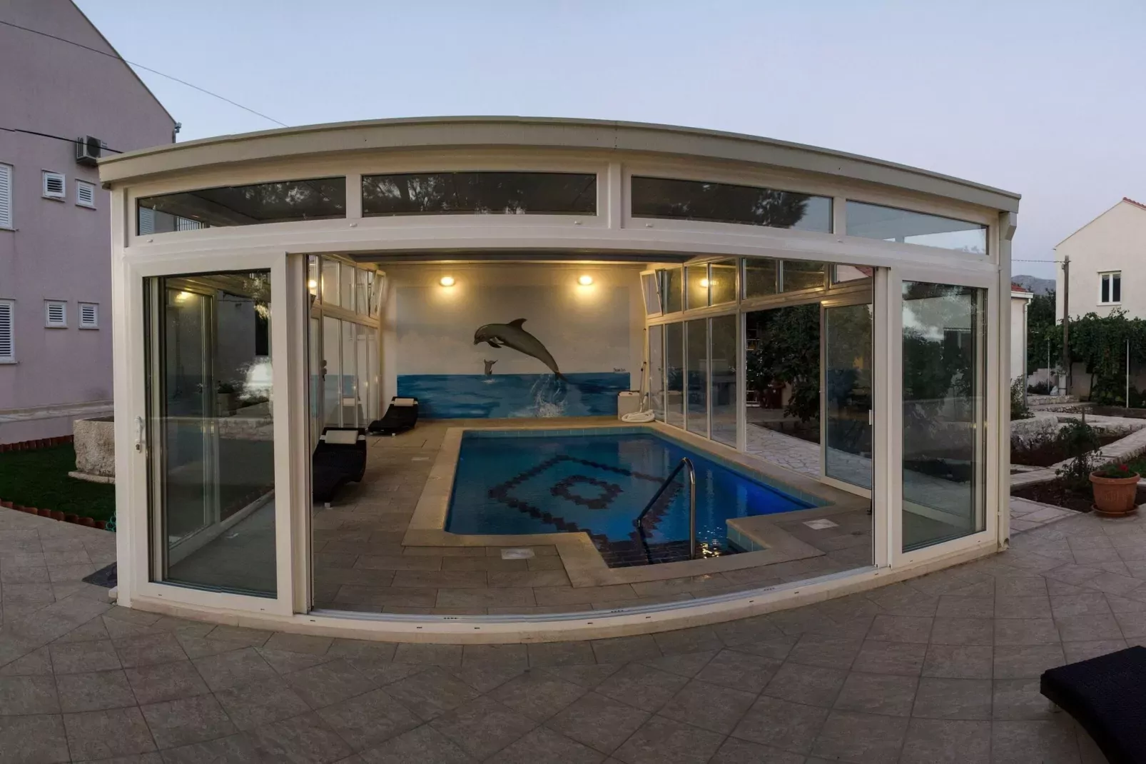 Apartment & Rooms Villa Katarina - Double Room with Terrace and Sea View-Zwembad