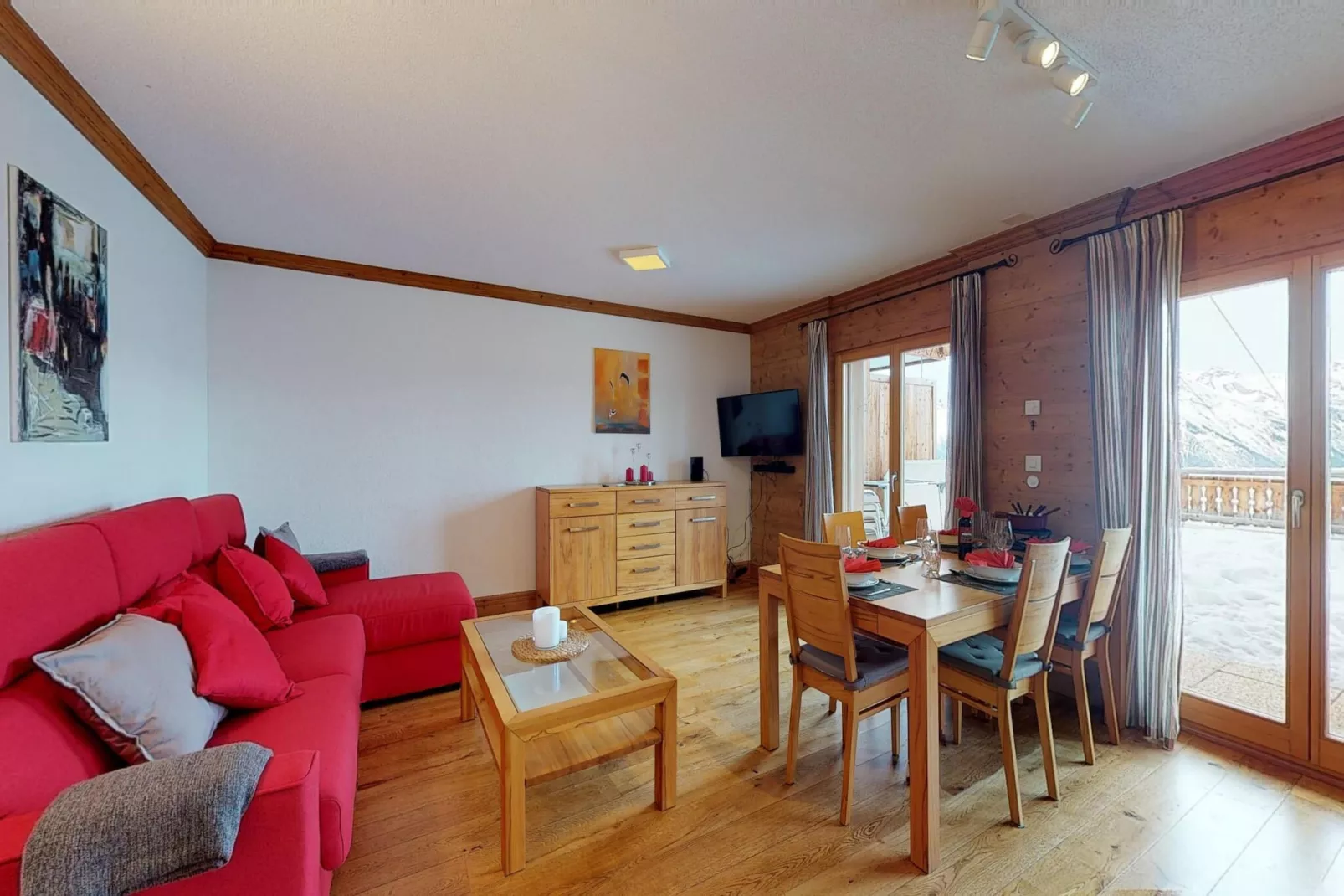Hauts de Veysonnaz HV1 002 - SAUNA apartment 6 per-Woonkamer