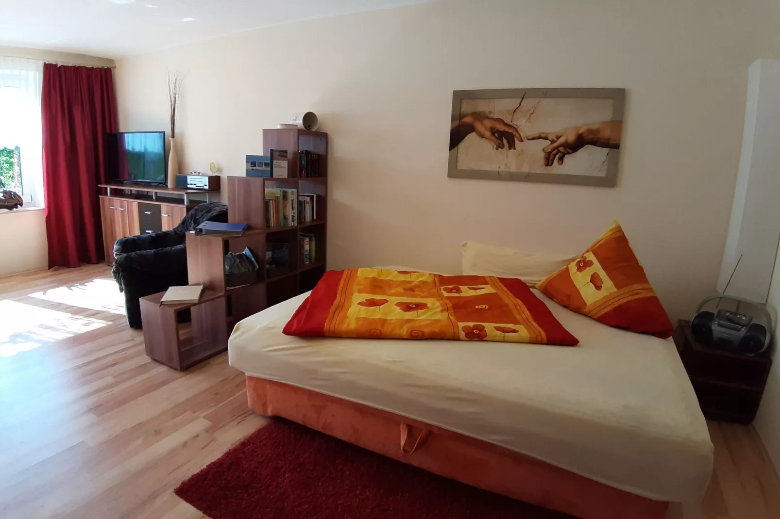 Ferienwohnung am Wald / Büdnerreihe-Woonkamer