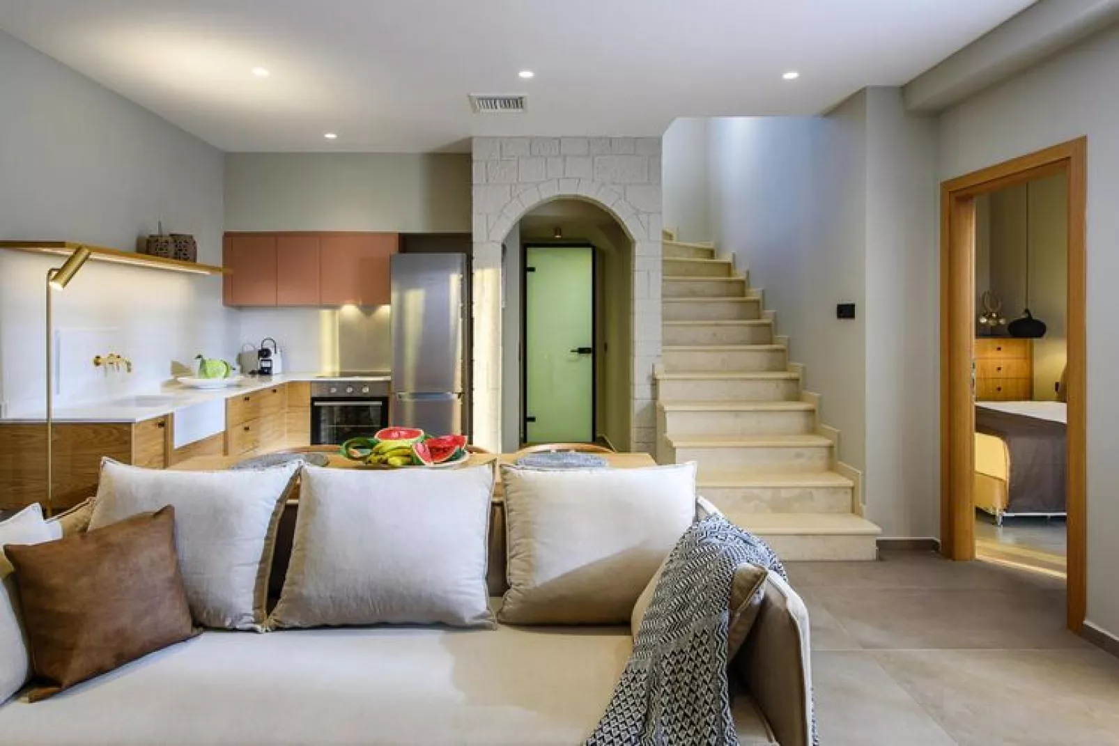 Caldera Theros Villas Chersonissos-3-bedroom villa with private pool-Woonkamer