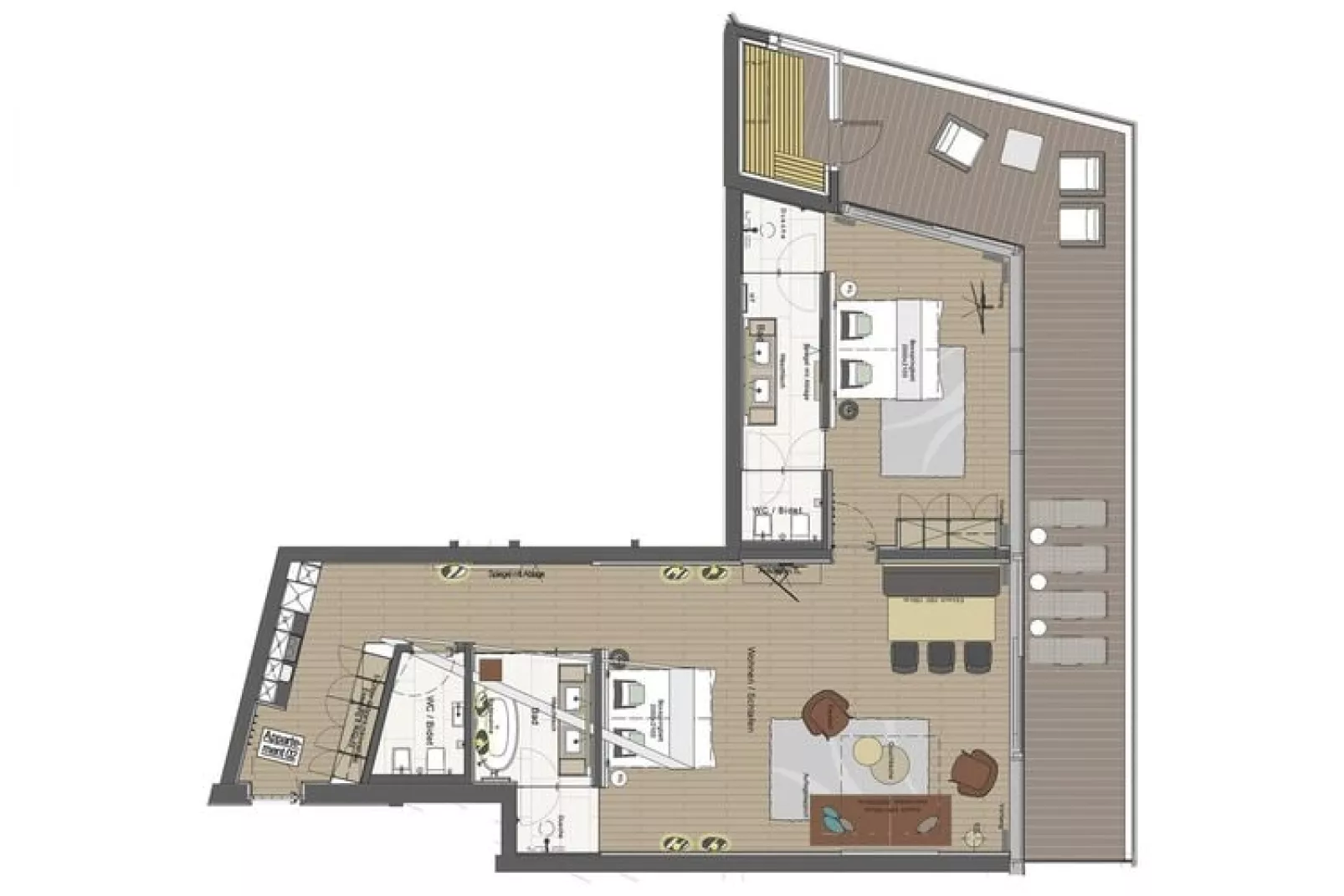Mountain View Lofts - Granat 4 Personen-Plattegrond