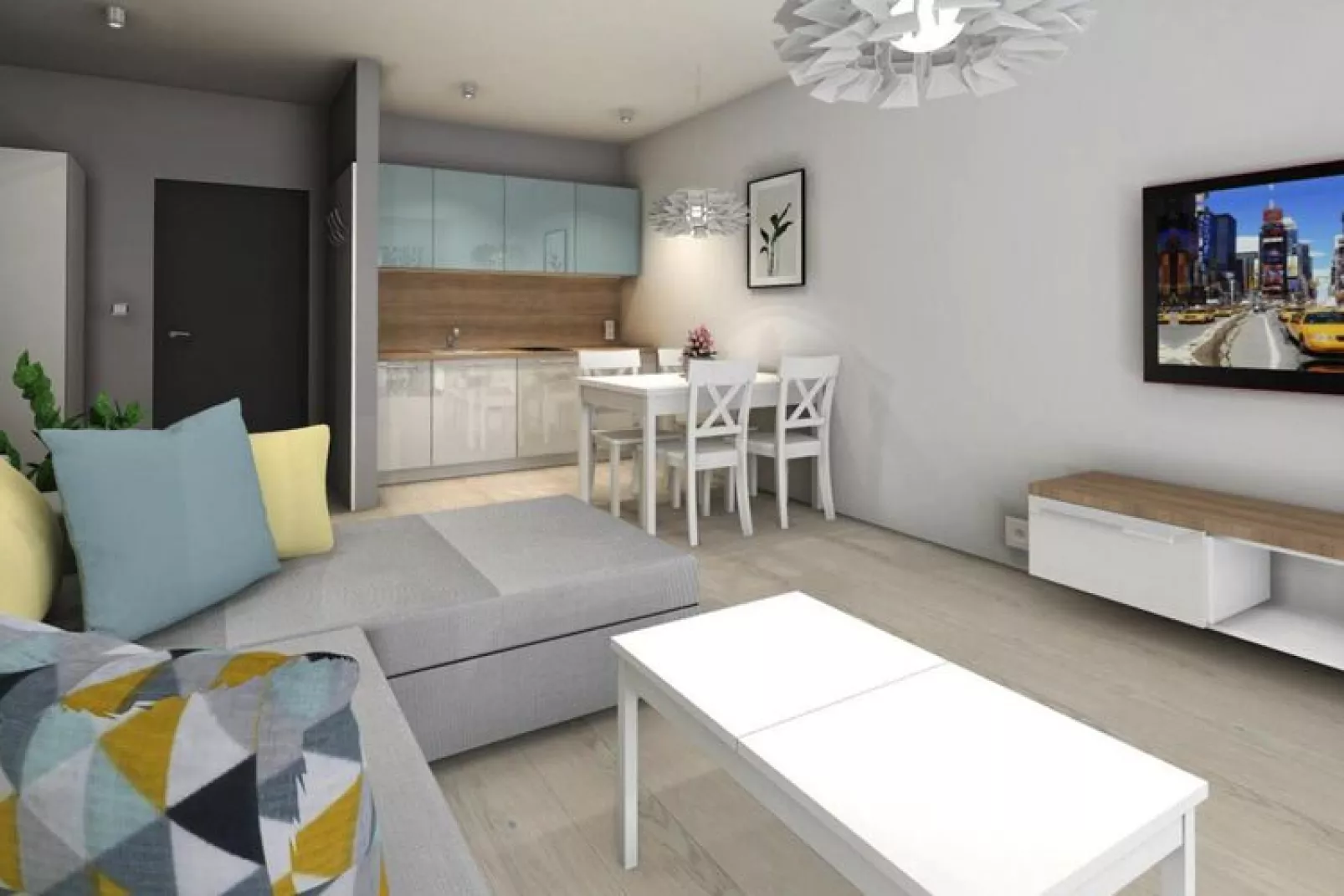 Apartamenty przy Nadmorskiej 104 38m2 Grzybowo-Woonkamer