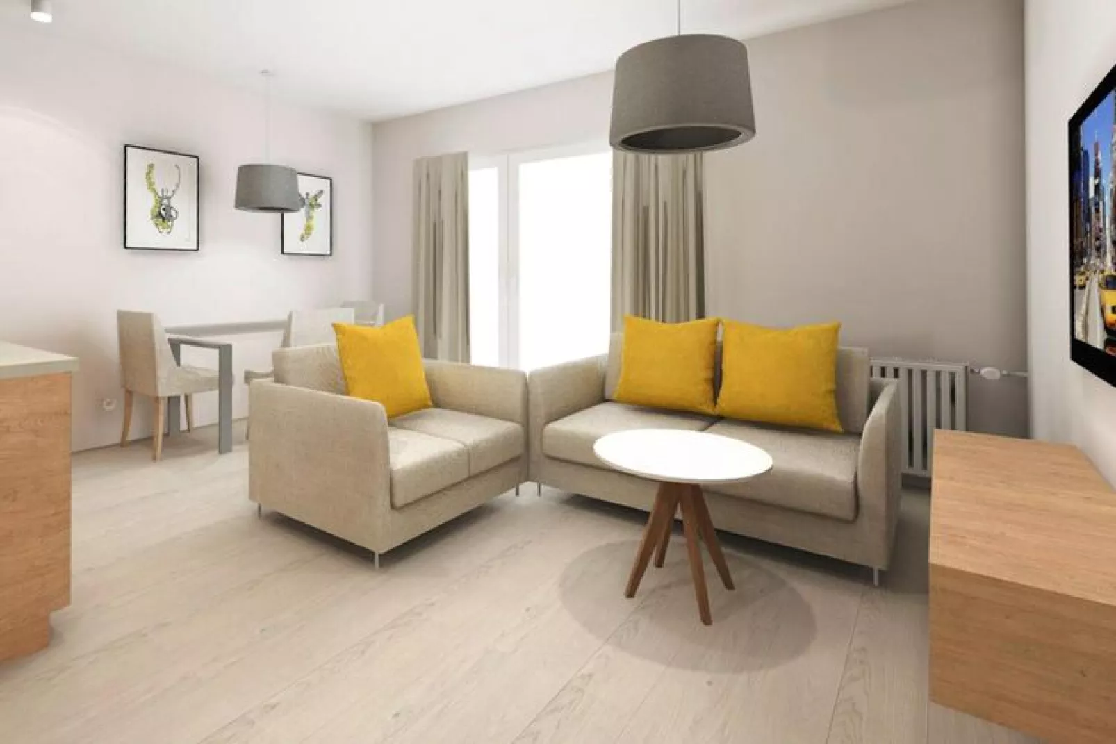 Apartamenty przy Nadmorskiej 104 38m2 Grzybowo-Woonkamer
