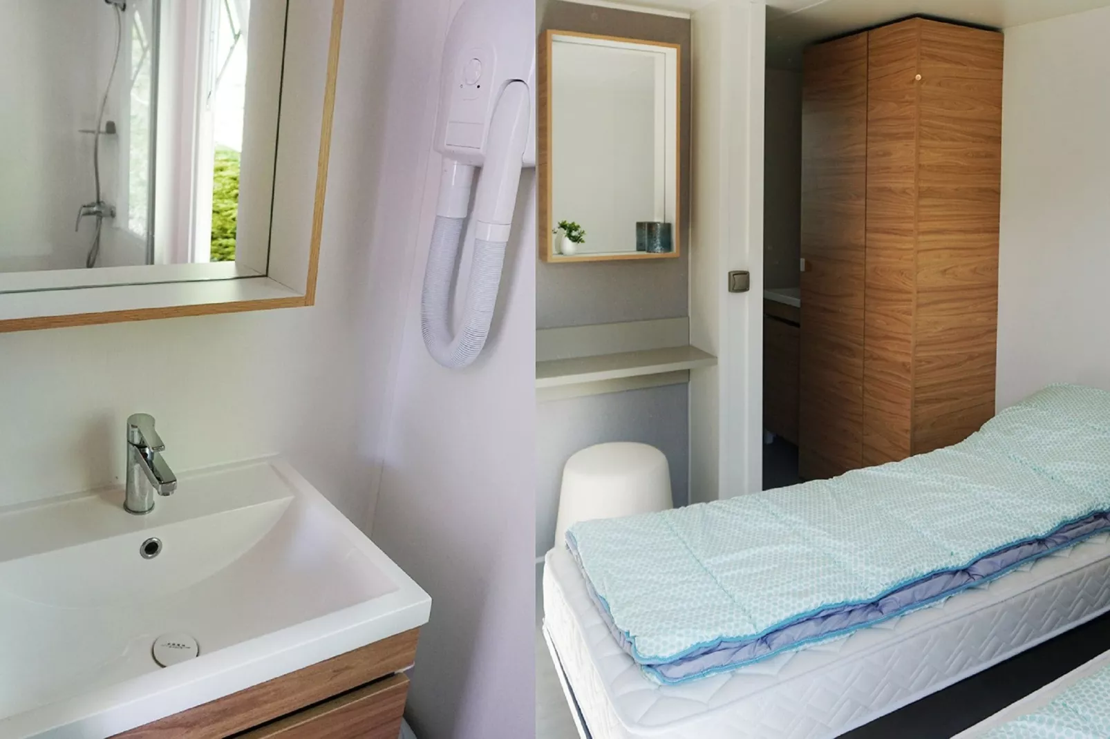 Luxe mobilhome met houten terras in het mooie Normandië-Badkamer