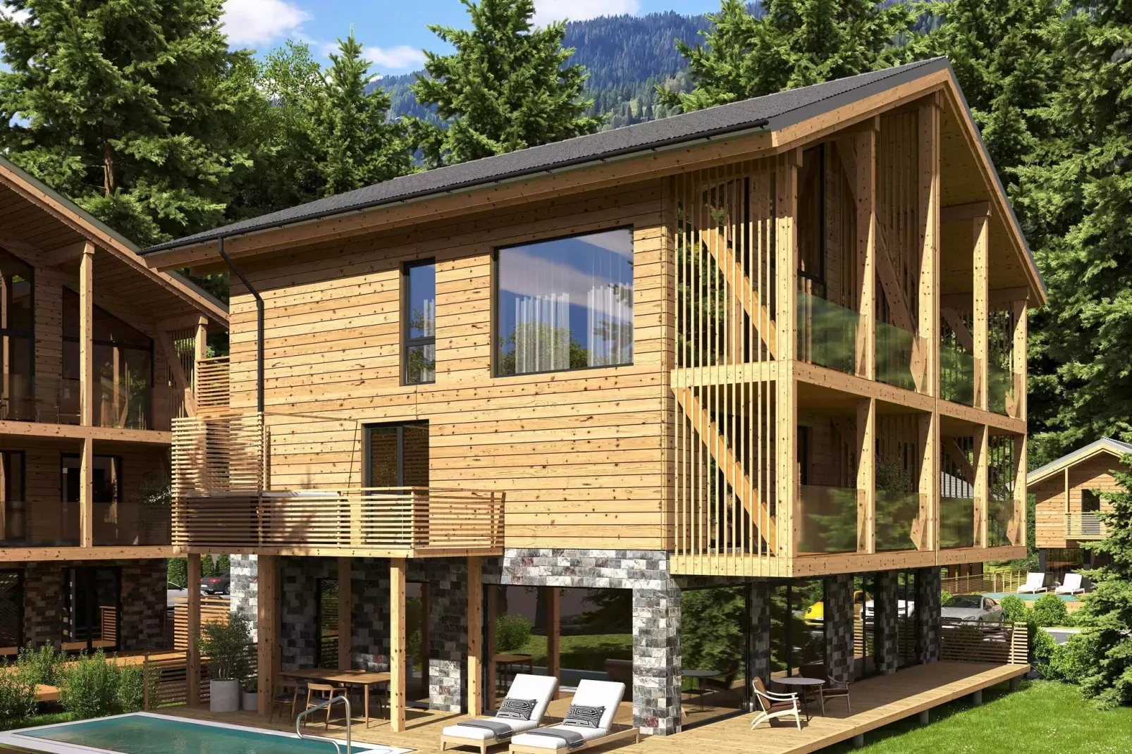 Kreischberg Pool Villen 5b-Buitenkant zomer