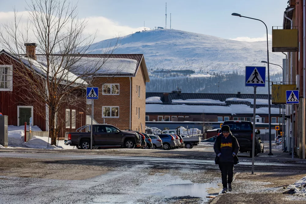 Gällivare met Dundret gebergte op achtergrond